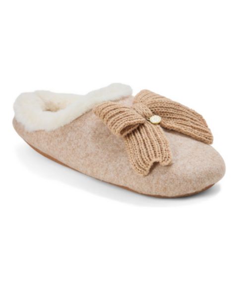 Женские тапочки Dearfoams Josie Knit Clog Slipper with Bow, цвет: Латте