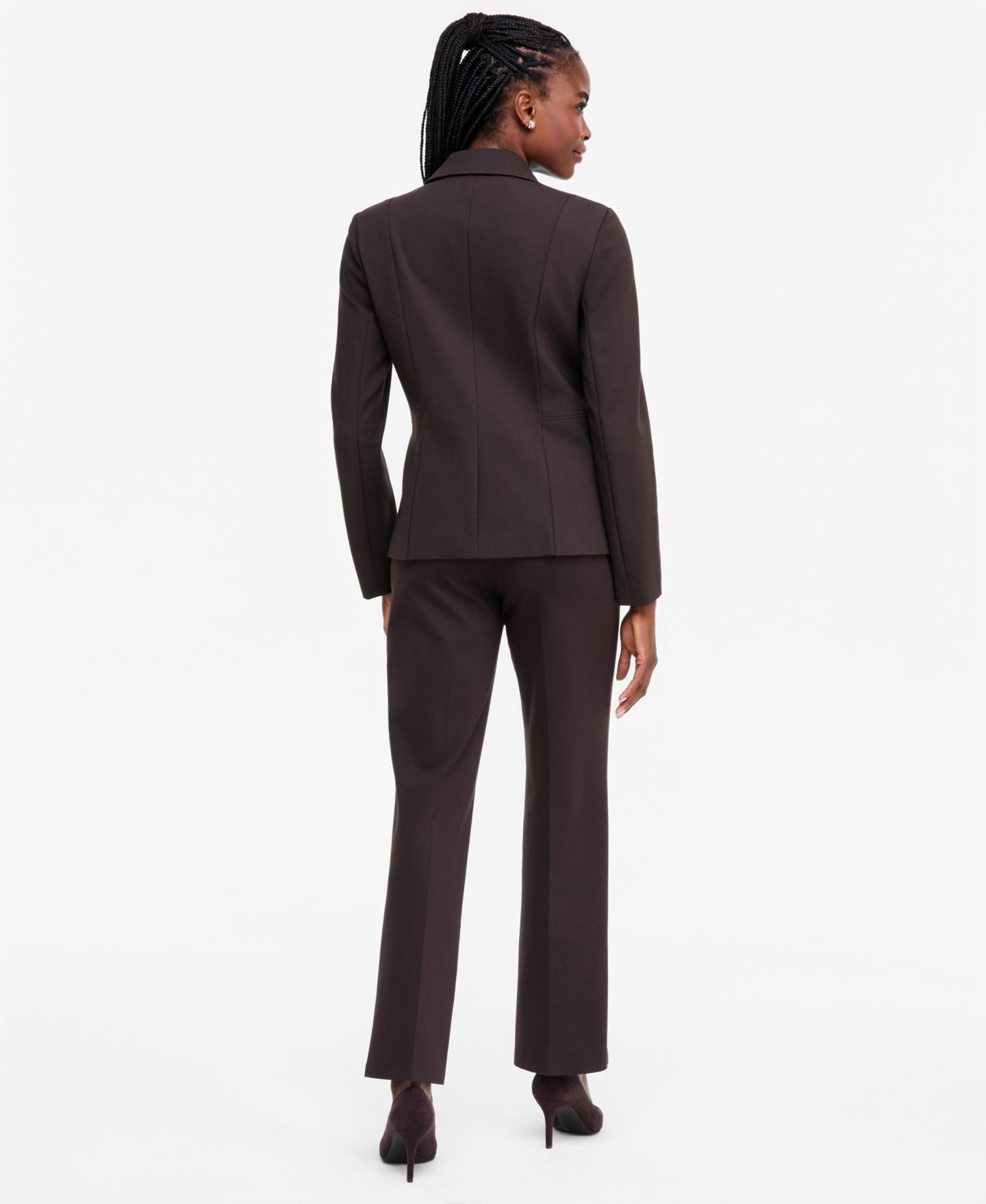 Женские брюки Kasper Tie Neck Blouse, Notch Collar Blazer, and Straight Leg Trouser, цвет: Чёрный — фото 2