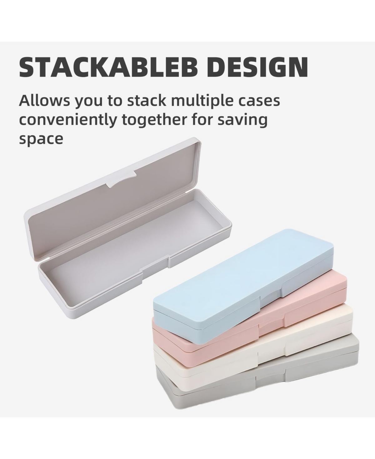 Danrong Pencil Box Hard Case Snap Tight Lid Stackable Plastic Large Capacity School Office Storage Organizer