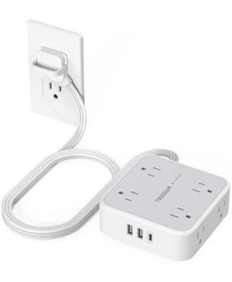Wall Outlet Extender with 5 Feet, 1 USB C, 8 Outlets for Home, Office and Travel