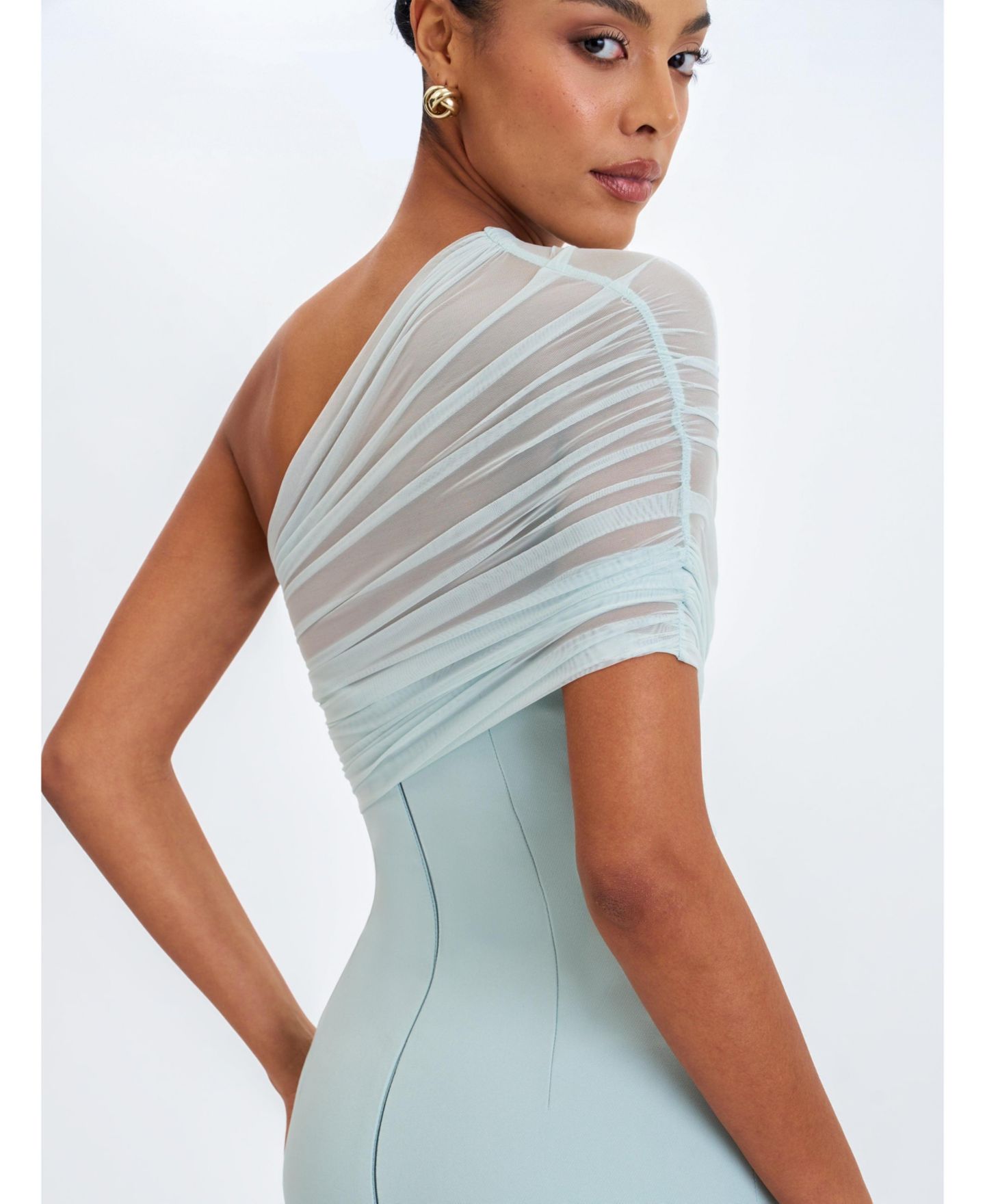 Женское платье Miss Circle Phoebe One-Shoulder Ruched Mini, цвет: Мятный — фото 6