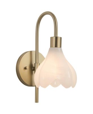 Possini Euro Magnolia 12 1/2" High Aged Brass Cloud Glass Wall Sconce