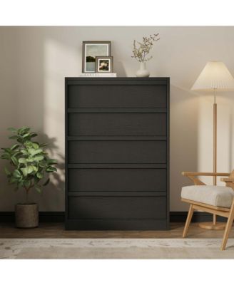 5 Drawer Dresser for Bedroom, 43.3" Tall Wooden Storage Chest with Deep Drawers for Closet, Living Room