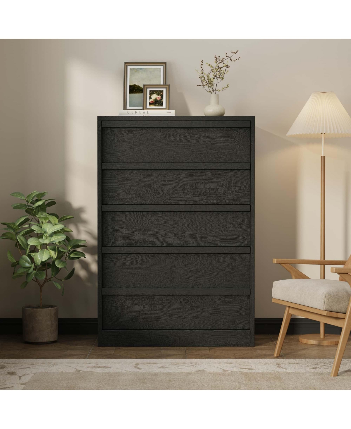 gaomon 5 Drawer Dresser for Bedroom, 43.3" Tall Wooden Storage Chest with Deep Drawers for Closet, Living Room
