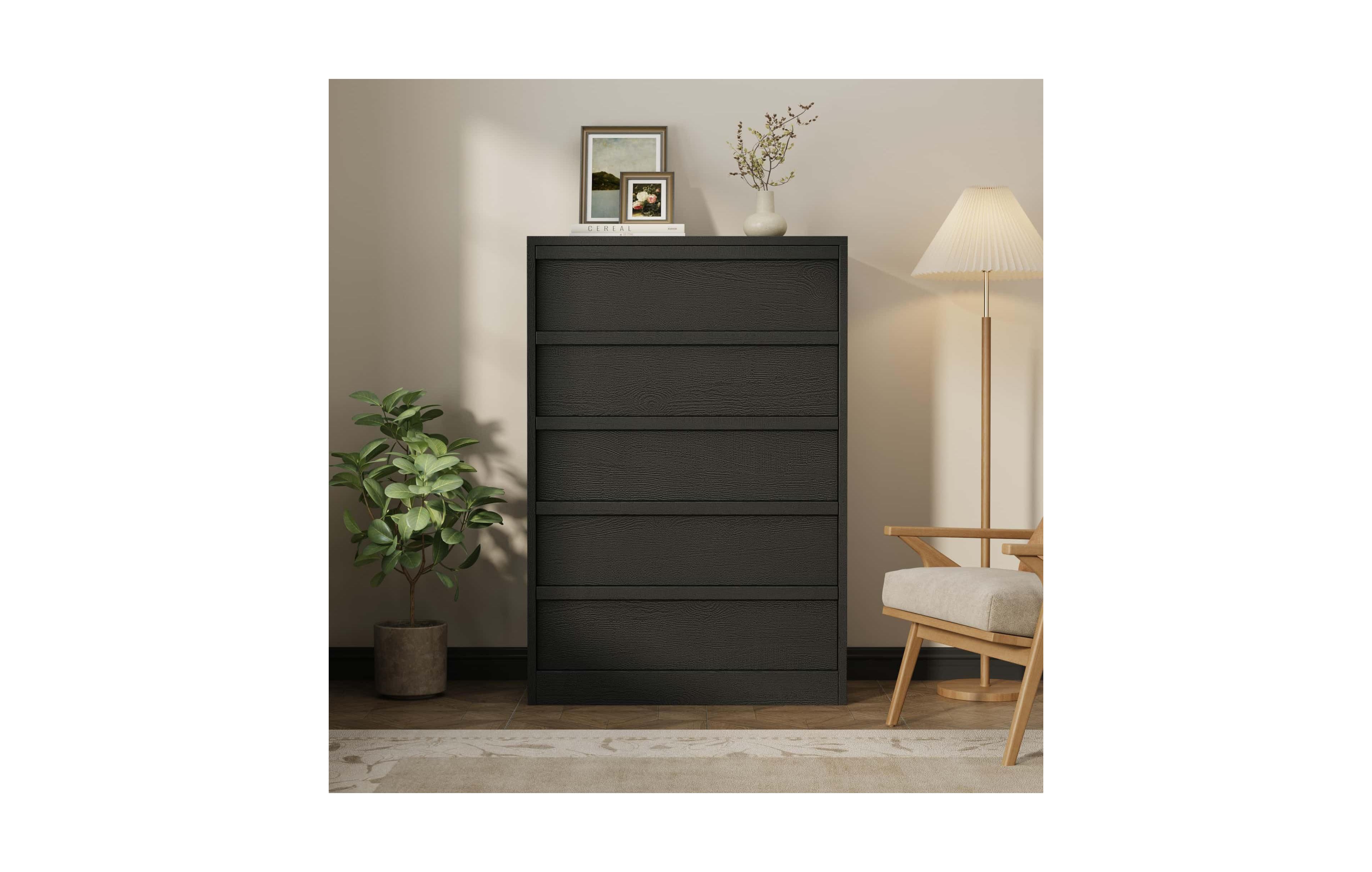 gaomon 5 Drawer Dresser for Bedroom, 43.3" Tall Wooden Storage Chest with Deep Drawers for Closet, Living Room