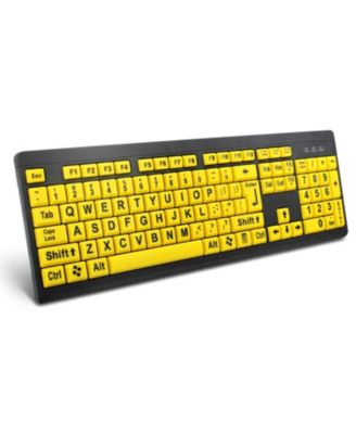 Large Print Wired Keyboard High Contrast Oversized Letters For Low Vision