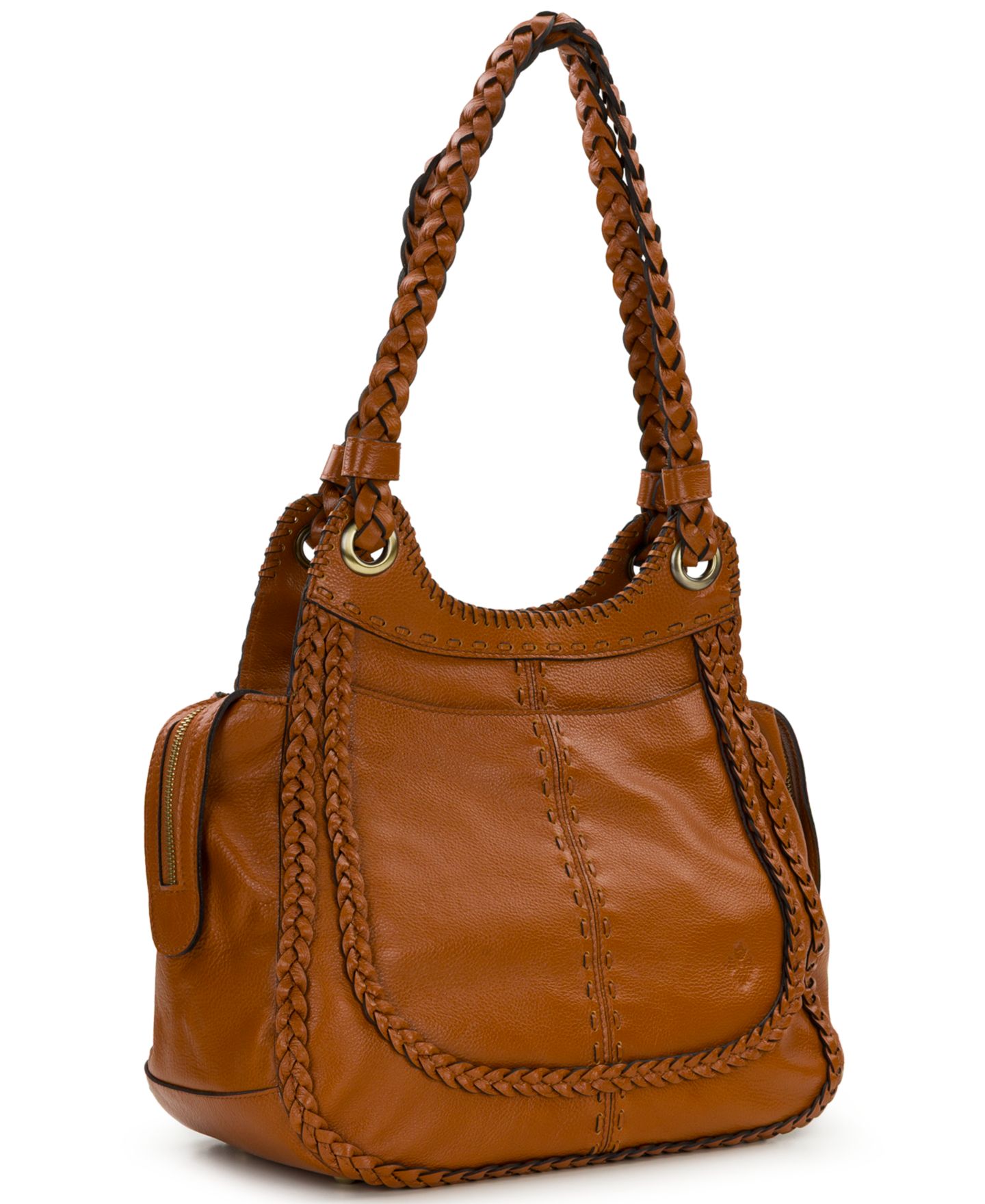 Женская сумка Patricia Nash Adria Large Rugged Natural Satchel, цвет: Коньячный — фото 3
