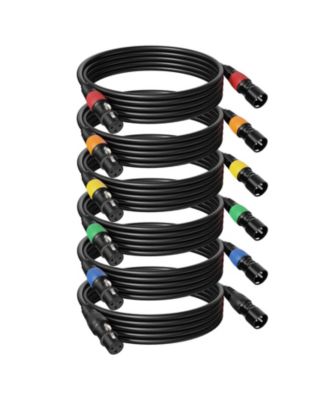 Color-Coded XLR Microphone Cables Oxygen-Free Copper Conductors 25 ft., 6-Pack