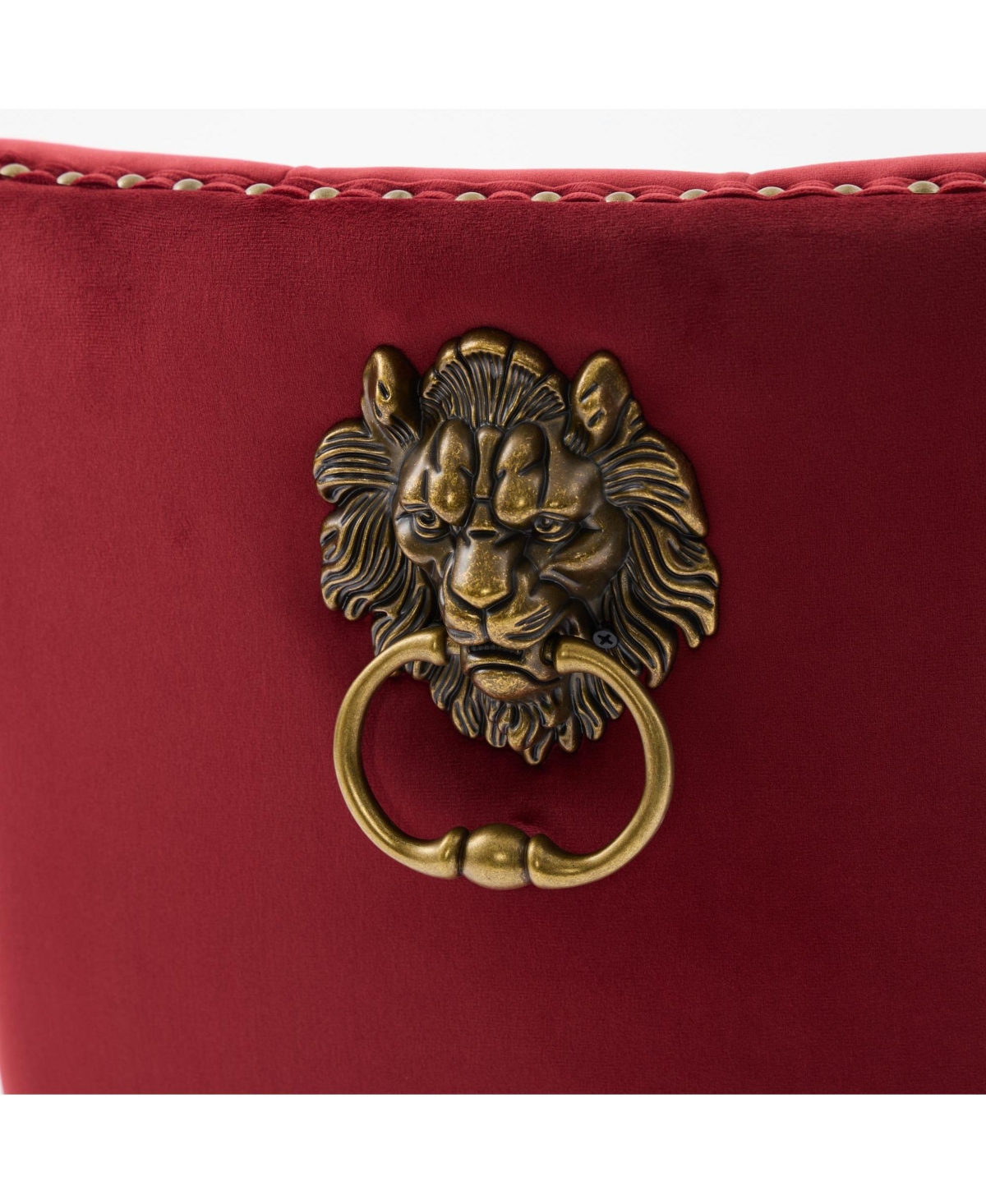 Flynama Mid-Century Modern Velvet Dining Chairs Set of 2 with Lion Head Pull Ring, Tufted Upholstered Chair