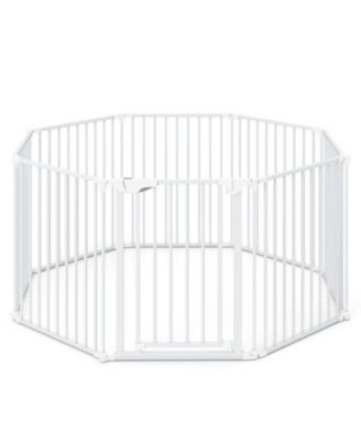 8-Panel Extra Wide Pet Safety Gate with Auto-Close Door