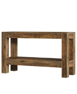 63" Farmhouse Console Table with 2-Tier Storage