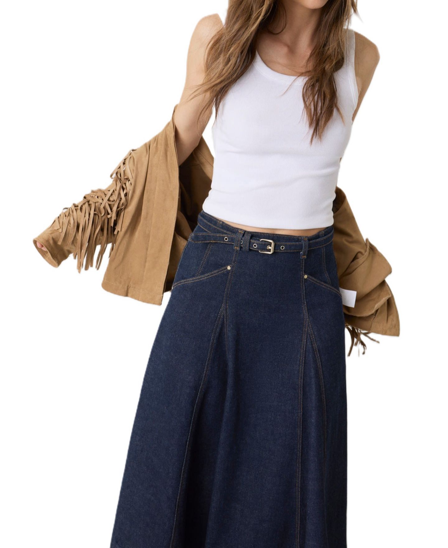 Женская юбка GUESS Rayne High-Waisted A-Line Midi Denim Skirt, цвет: The Citadel — фото 2