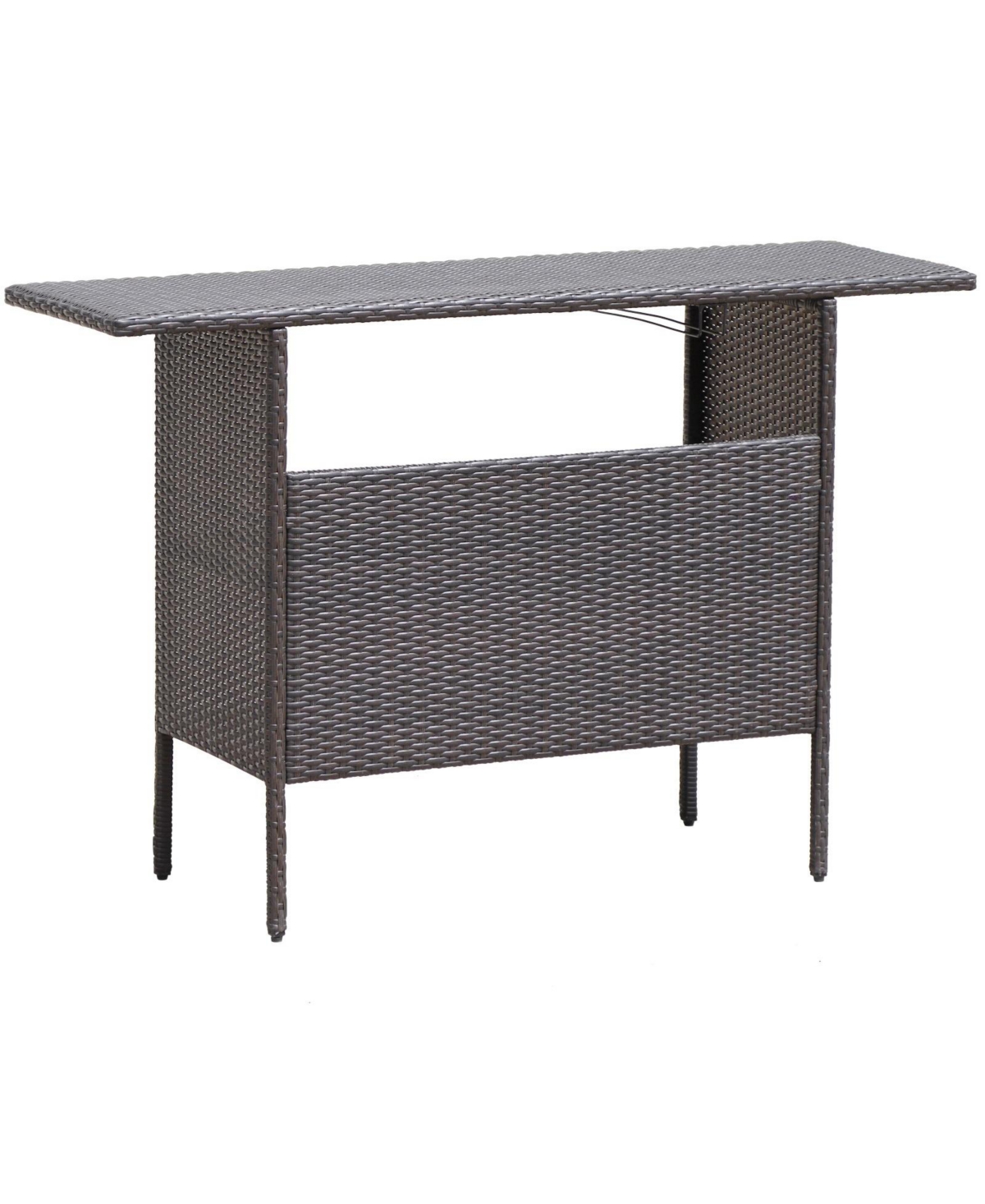 Mecale 55-Inch Outdoor Wicker Bar Table with 2 Storage Shelves