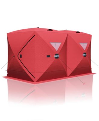 Portable Pop Up Ice Fishing Shelter 70"x70"x79"/140"x70"x79" Insulated Hub Tent, Waterproof Oxford, 2-8 Persons