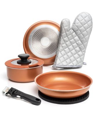 Nonstick Cookware Set With Removable Handles Stackable Camping RV Kitchen Set