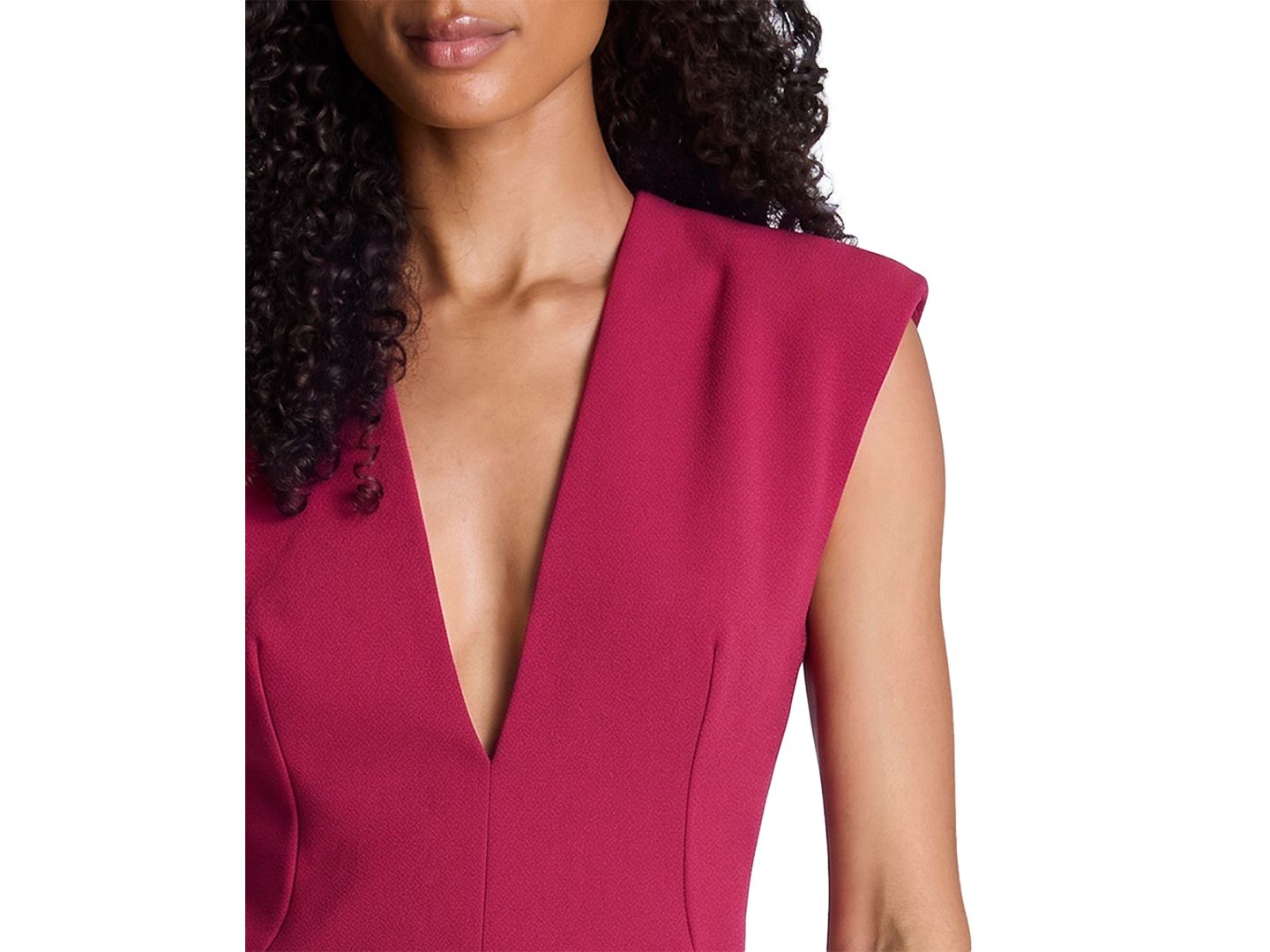 Женское платье Kenneth Cole V-Neck Pencil Mini Textured Crepe, цвет: Красный сливовый — фото 4