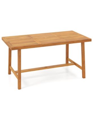 63-Inch Heavy-Duty Acacia Outdoor Dining Table for 6 with Umbrella Hole