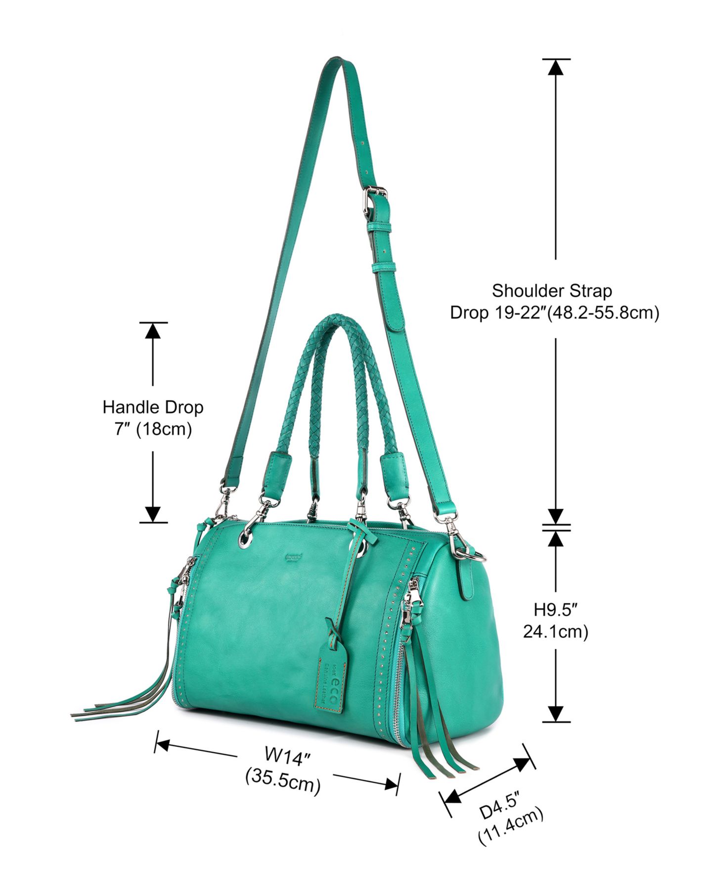 Женская сумка OLD TREND Lily Small Leather Satchel, цвет: Аквамариновый — фото 3