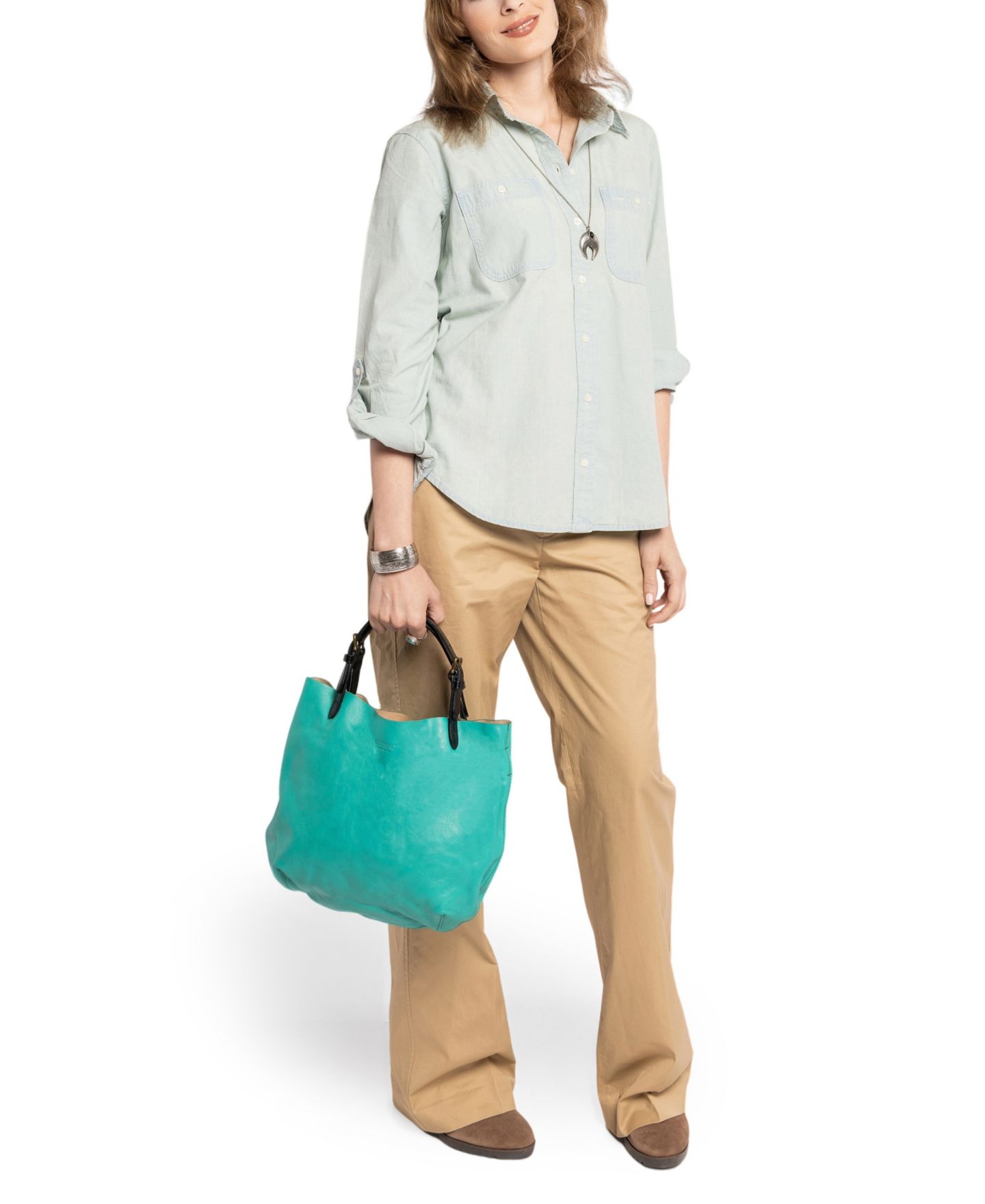 Женская сумка OLD TREND Dip Dye Mini Leather Crossbody, цвет: Аквамариновый — фото 5