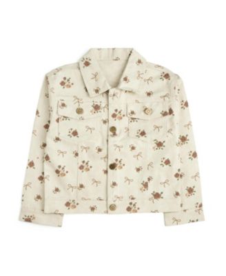 Big Girls Mocha Floral Denim Jacket