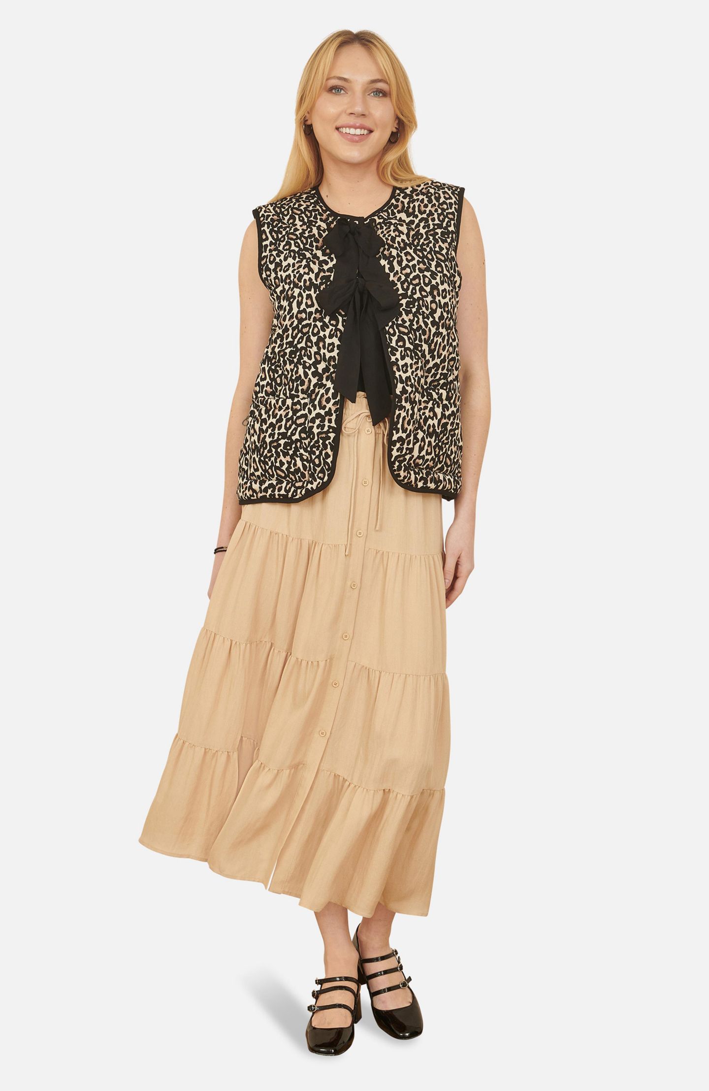 Женская юбка Yumi High-Waisted Midi Boho, цвет: Серо-бежевый — фото 4