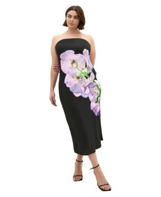 Plus Size Amari Floral-Print Strapless Slip Dress
