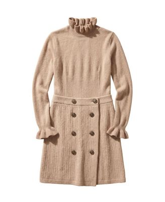 Big Girls (6-12) Organic Mock Neck Ruffle Edge Sweater Dress