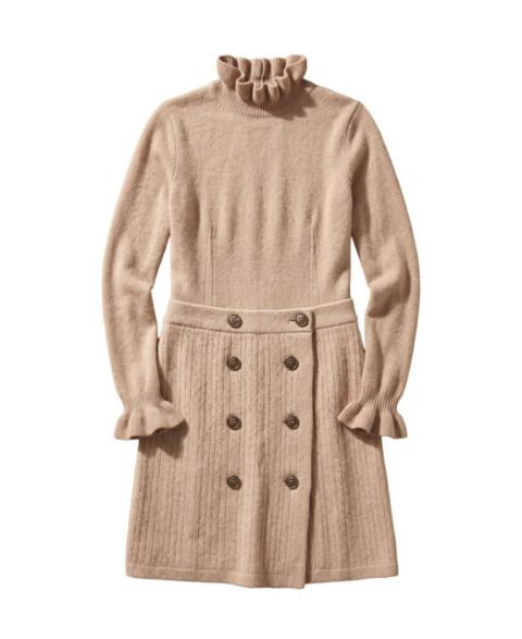 Платье Hope & Henry Organic Mock Neck Ruffle Edge Sweater Dress для девочек, цвет: Верблюжий меланжевый