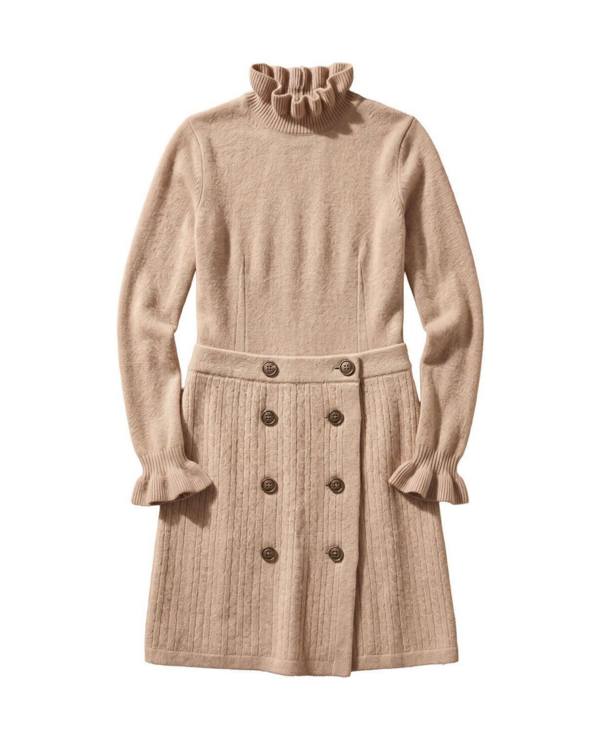 Hope & Henry Little Girls and Organic Mock Neck Ruffle Edge Sweater Dress