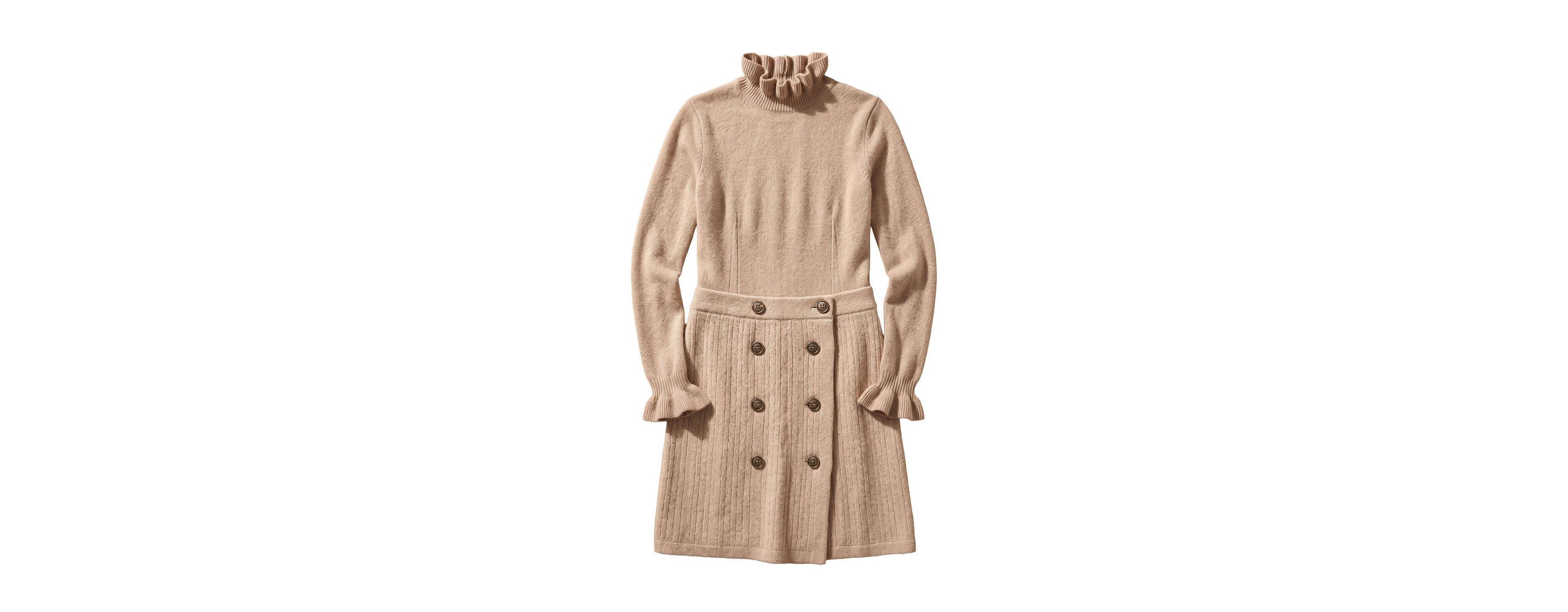 Hope & Henry Little Girls and Organic Mock Neck Ruffle Edge Sweater Dress