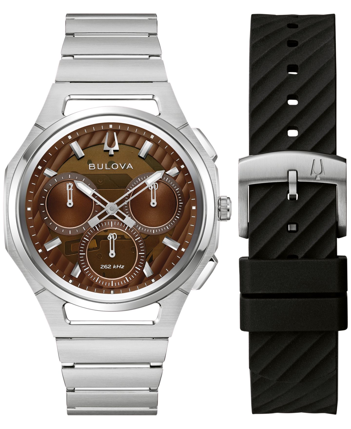 Мужские часы Bulova Curv Progressive Sport Silver-Tone Stainless Steel Bracelet Watch 44mm — фото 6