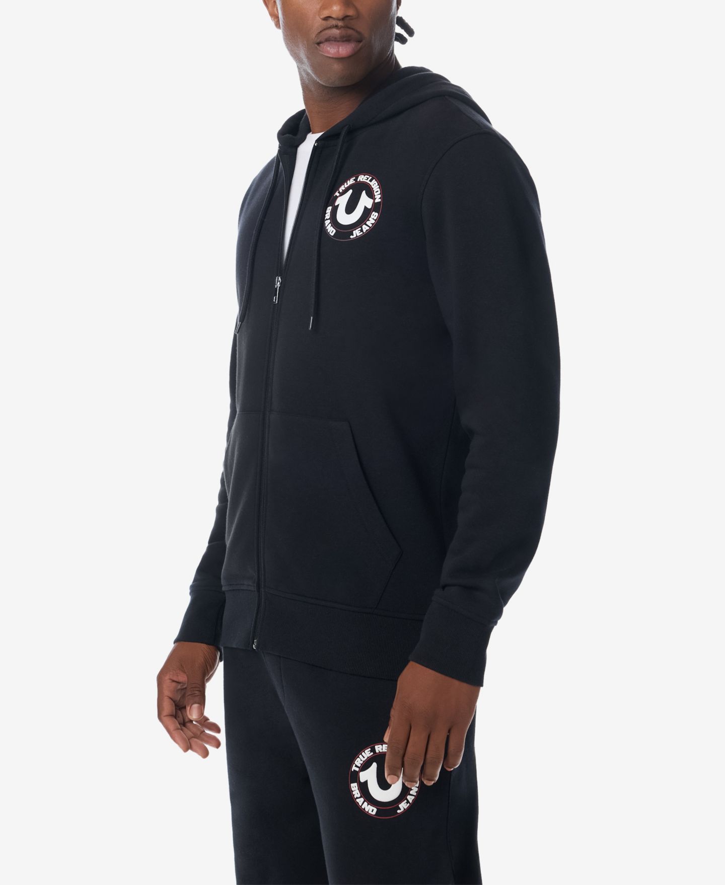 Мужское худи True Religion Puff Zip, цвет: Угольно-чёрный — фото 3