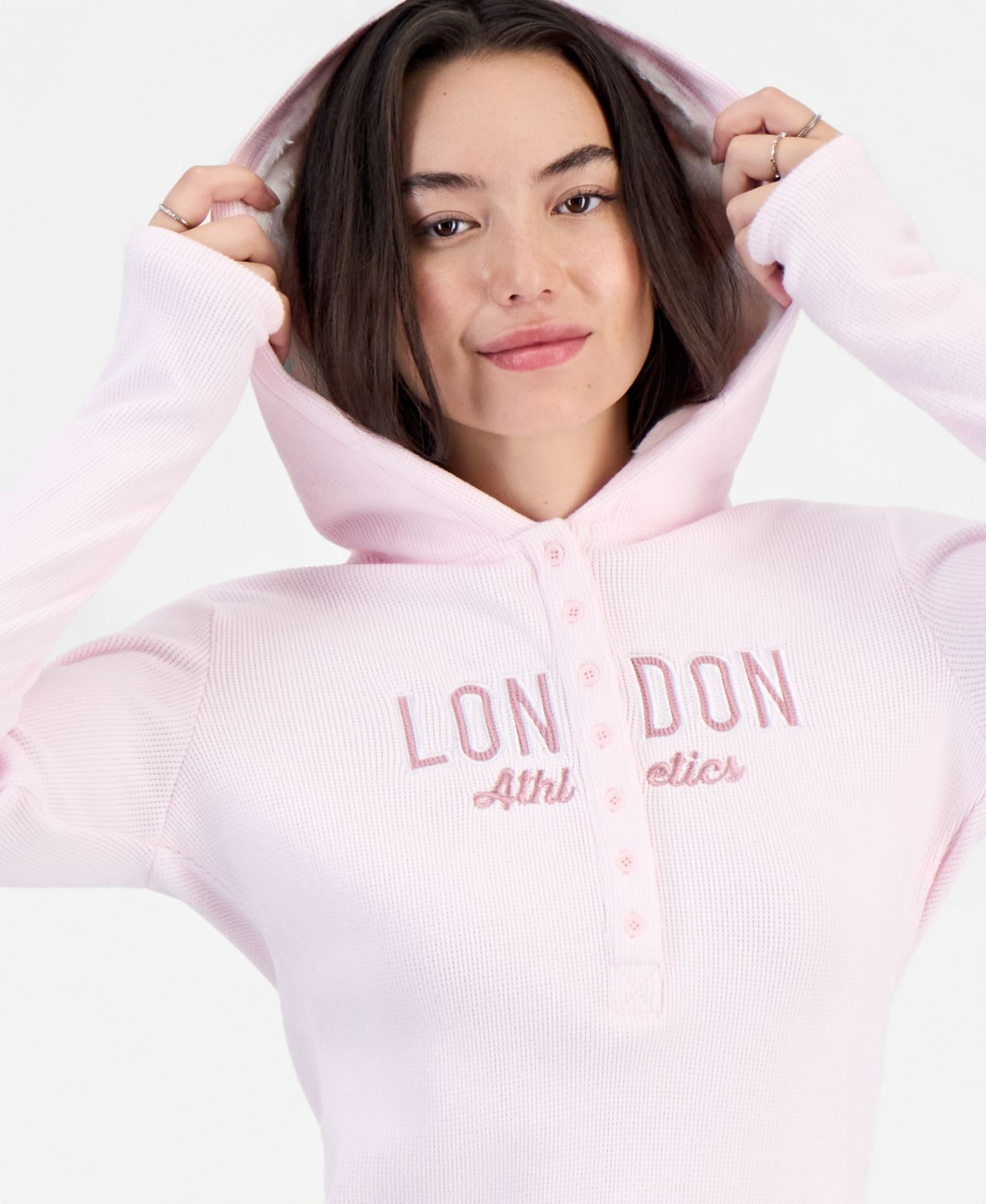 Женское худи Madden Girl Juniors' Henley Long-Sleeve Faux-Fur, цвет: Ballet Slipper — фото 2