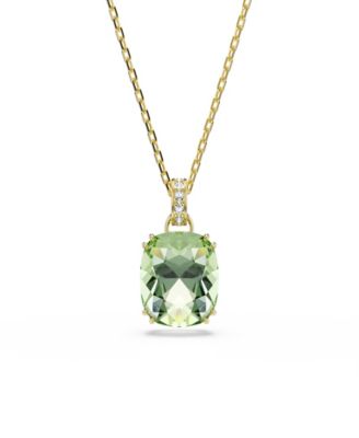 Gold-Tone Plated Green Crystal Necklace