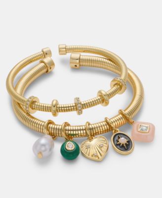 Multi-Beaded Charm Bangle Bracelet