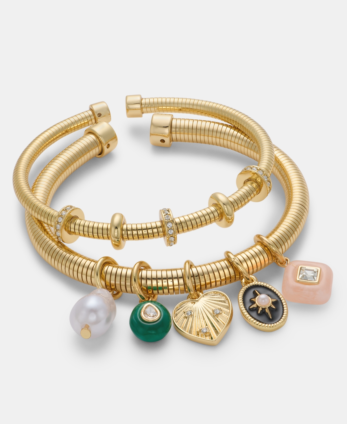 On 34th Multi-beaded Charm Bangle Bracelet, Macy's Exclusive In Gold