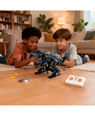 5-in-1 Remote Control Dinosaur Building Blocks STEM Toy Set, RC Programmable Robot Kit with APP Control, Indoor Outdoor Play - Blue, Ages 6-12