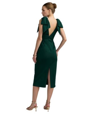 ieena for mac duggal cocktail dresses Women's Statement Bow-Shoulder V-Neck Sleeveless Midi Dress Effortless Looks by Mandotos 2026-08-05 :: Dresses and a flattering fit Women Strapless Tube Top Omnibus color:Dewberry