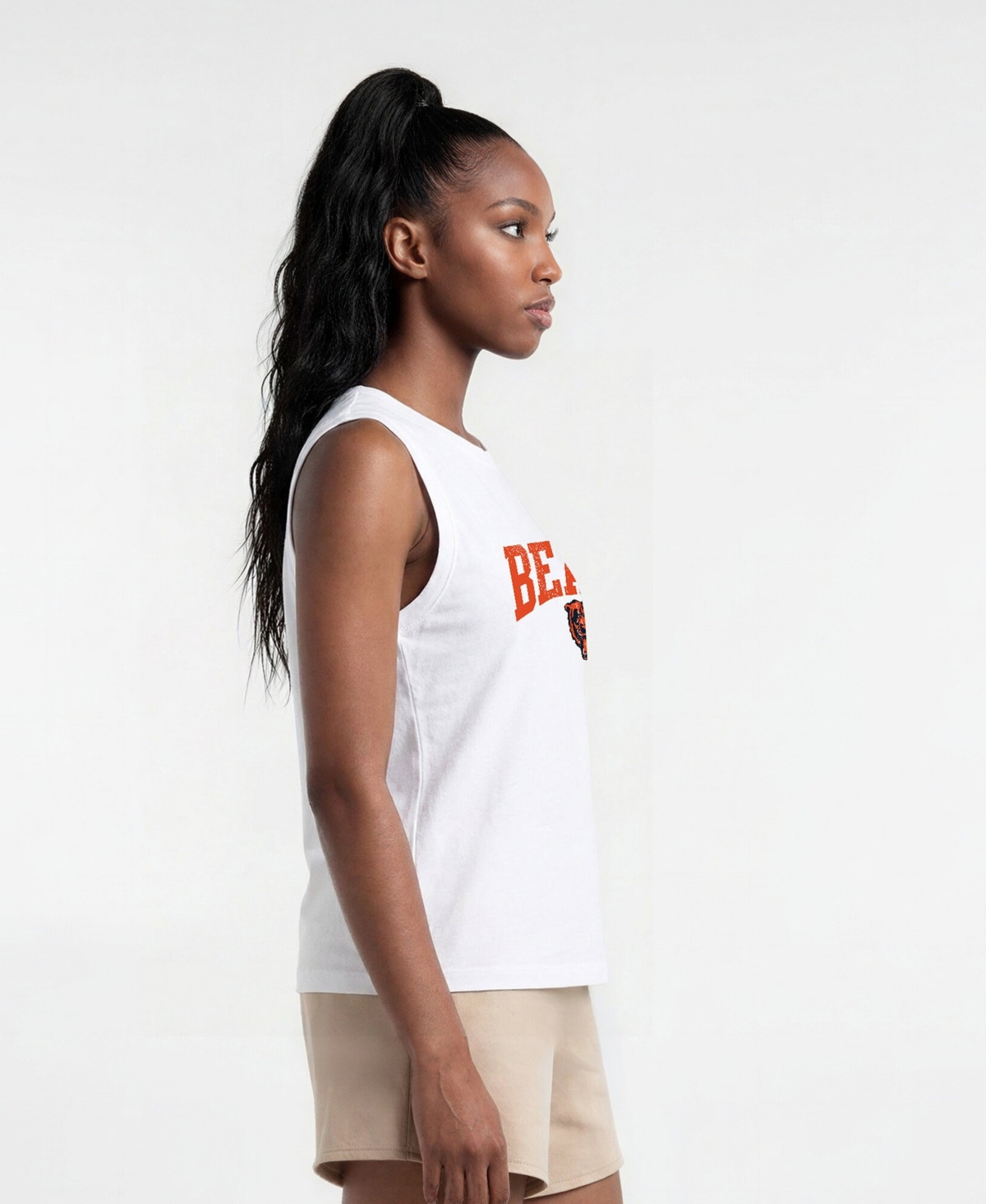 Champion Women's Chicago Bears Distressed Crew-Neck Cotton-Blend Muscle Tank Top