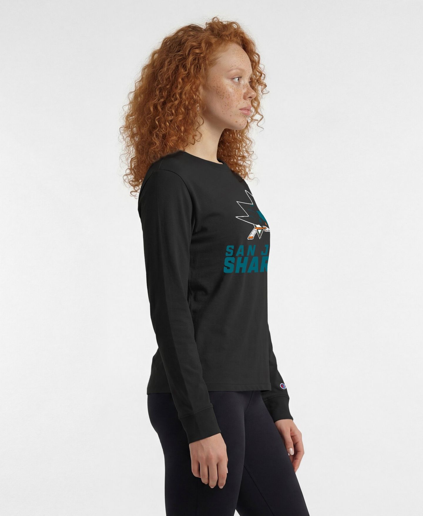 Женская футболка Champion San Jose Sharks Wordmark Lockup Long-Sleeve — фото 4