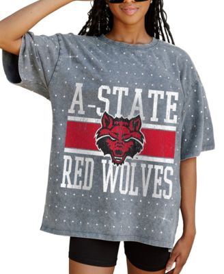 Women's Gray Arkansas State Red Wolves On the Ball Oversized T-Shirt