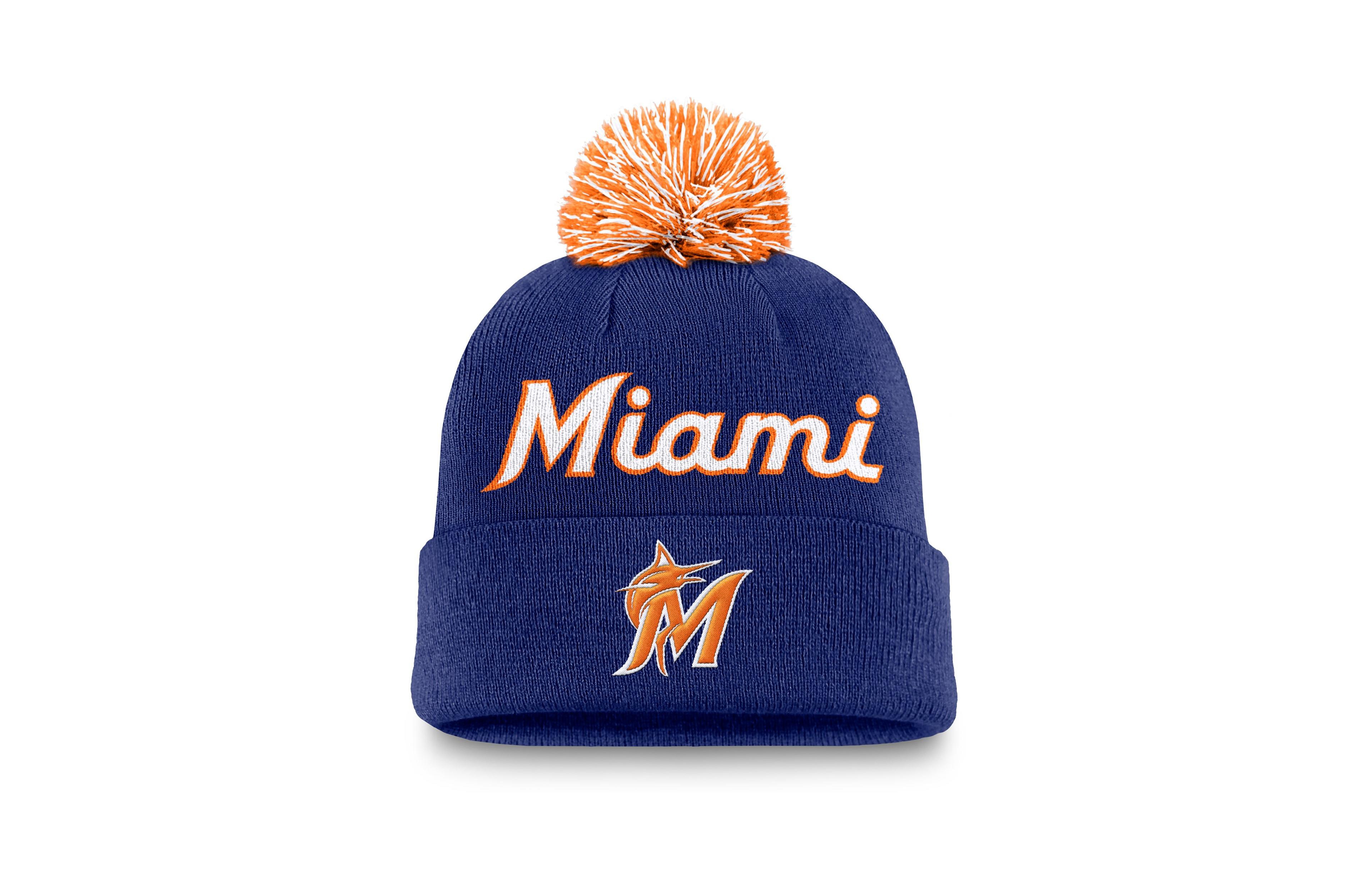 Nike Men's Royal Miami Marlins Peak Cuffed Pom with Knit Hat
