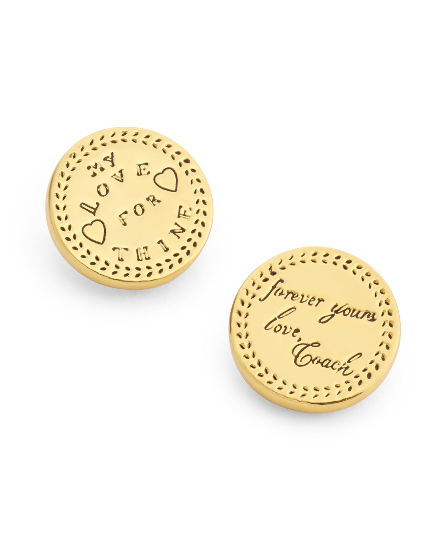 Gold Heritage Signature Coin Stud Earrings