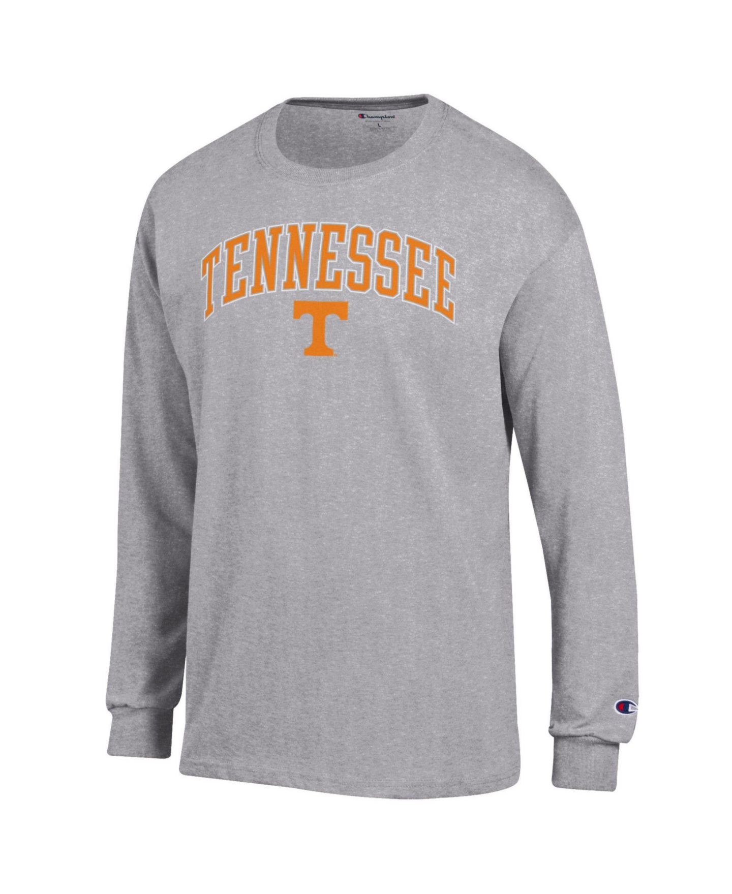 Мужская футболка Champion Tennessee Orange Tennessee Volunteers Arch Over Logo Long Sleeve, цвет: Меланжевый серый — фото 2