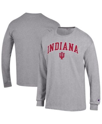 Men's&nbsp;Champion Heather Gray Indiana Hoosiers Arch Over Logo Long sleeves T-Shirt