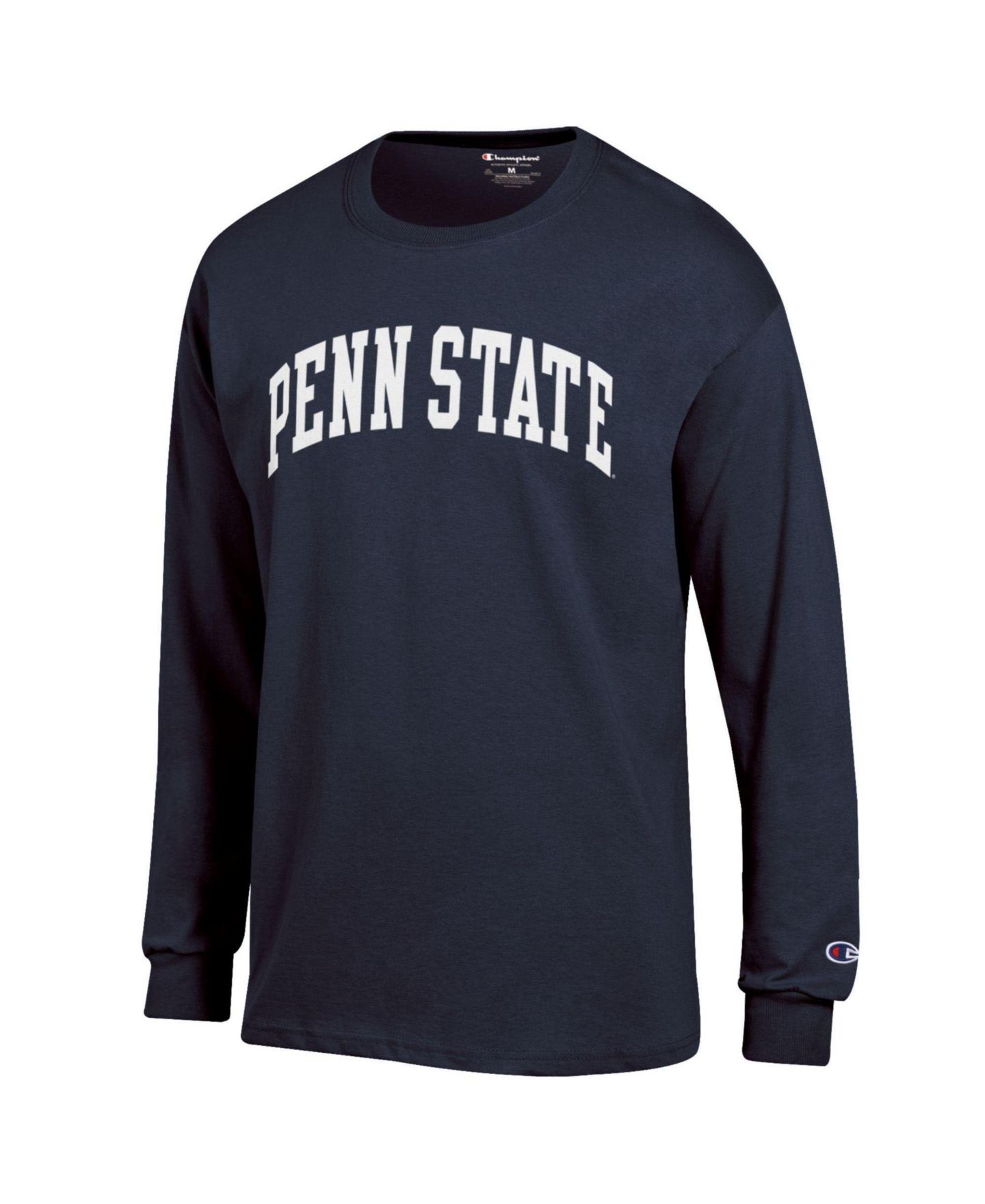 Мужская футболка Champion Navy Penn State Nittany Lions Basic Arch Long Sleeve, цвет: Меланжевый серый — фото 4