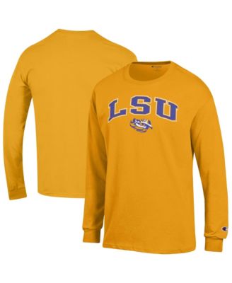 Men's&nbsp;Champion Gold LSU Tigers Arch Over Logo Long sleeves T-Shirt
