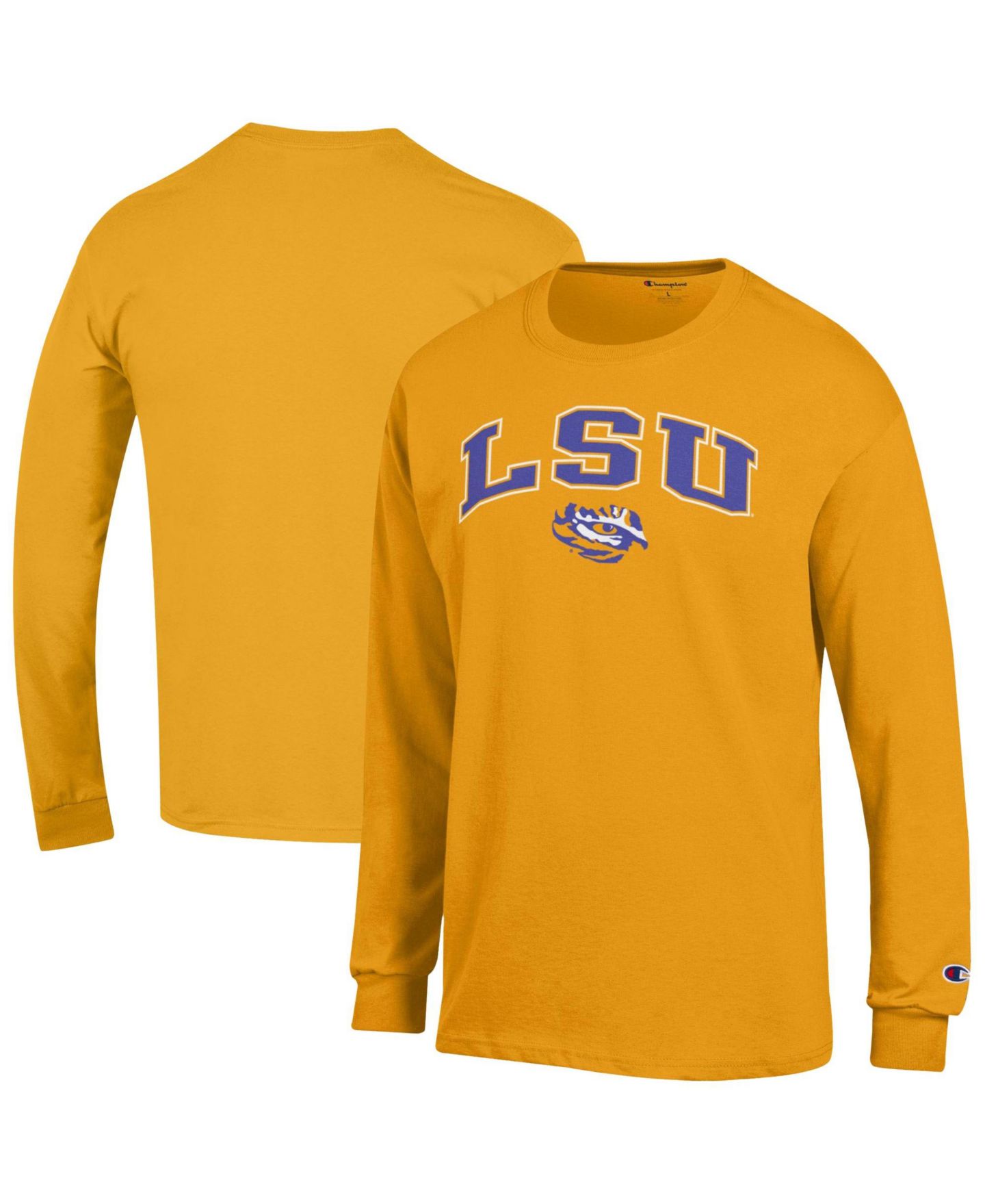 Мужская футболка Champion Gold LSU Tigers Arch Over Logo Long Sleeve — фото 1