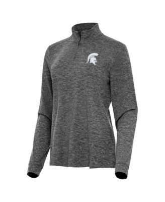 Women's Heather Black Michigan State Spartans Mentor Long Sleeve Quarter-Zip Mock Sweatshirt