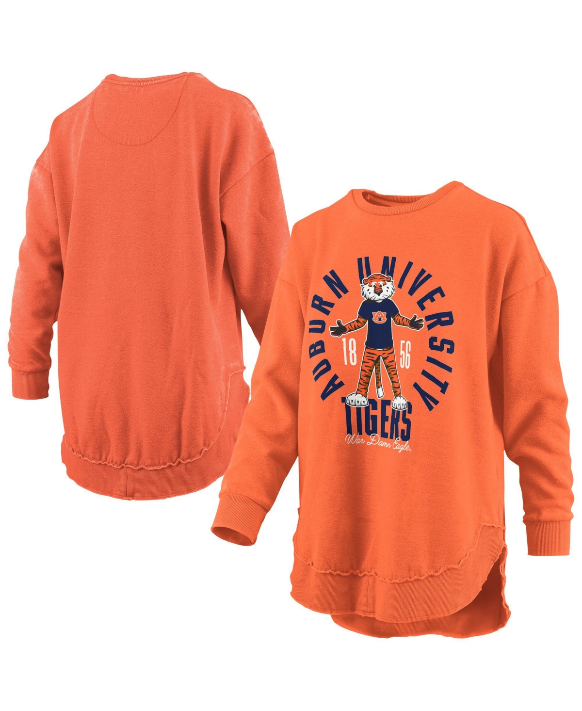 Pressbox Women's Auburn Tigers Blitz Fleece-lined Long-sleeve Crewneck T-shirt In Orange